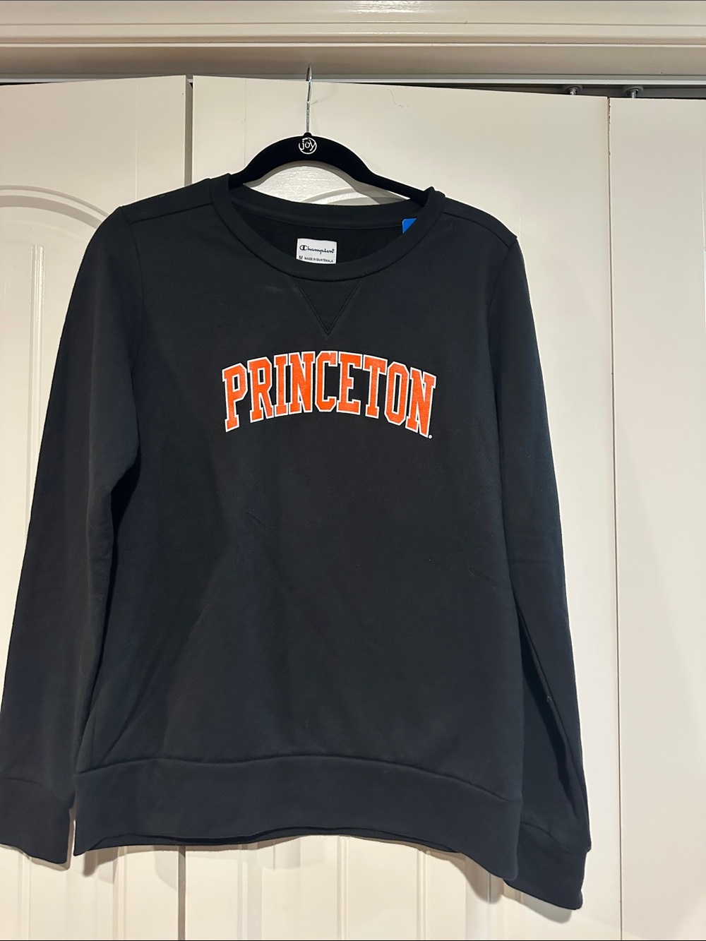 Champion Black Sweatshirt with Orange Princeton Logo